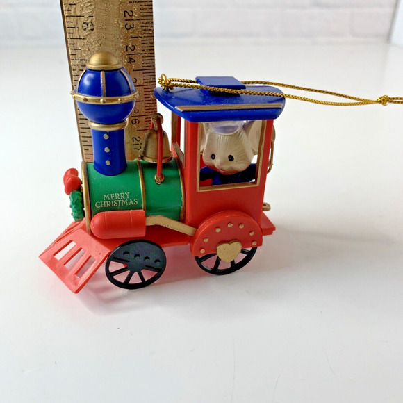 Rennoc Mouse In Train Christmas Ornament Tree 1991 Vintage Engineer Conductor - Picture 6 of 7